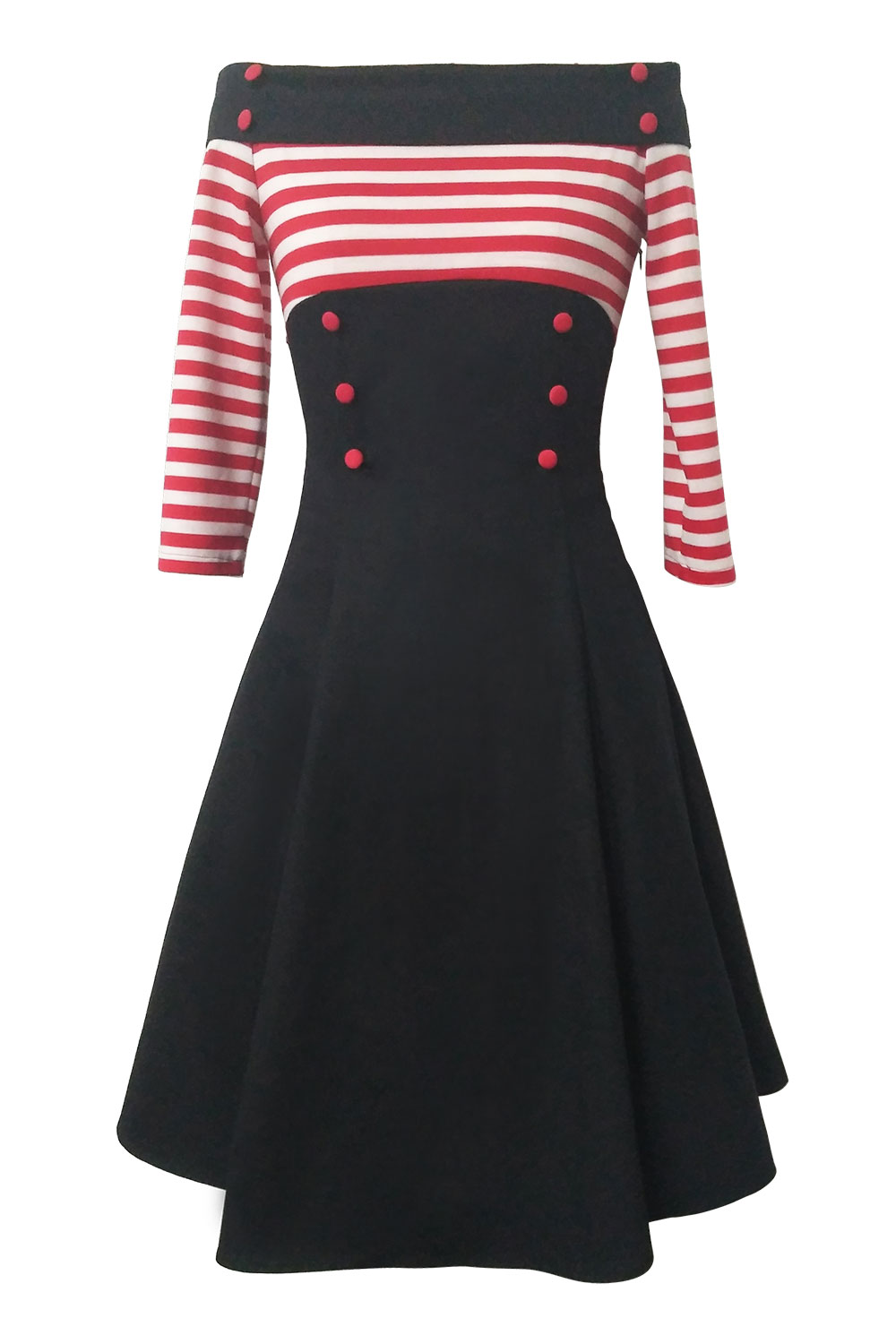 SZ60087-2 Womens Stripes Vintage Retro 1950s Style Swing Cocktail Dress